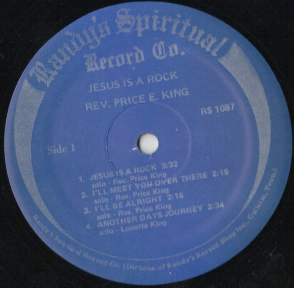 Rev Price E King Jesus Is A Rock label for Side 1